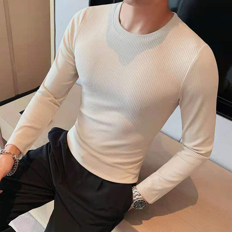 Trendy Round Neck Slim Fit Long Sleeve Casual Top