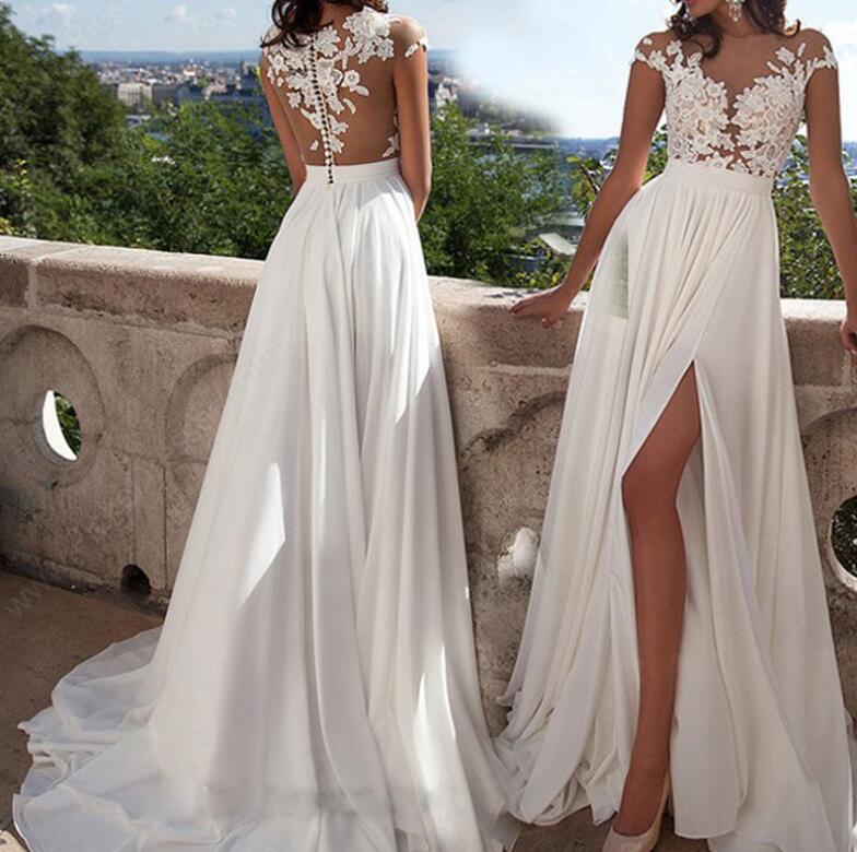 New Women's Sleeveless Solid Color Lace Split Dress