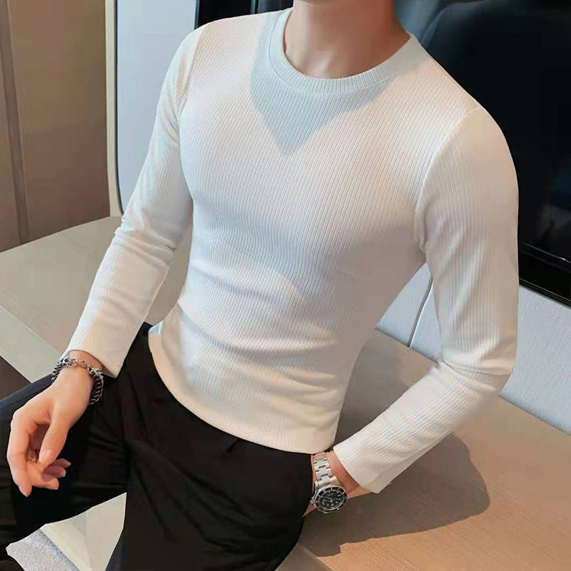 Trendy Round Neck Slim Fit Long Sleeve Casual Top