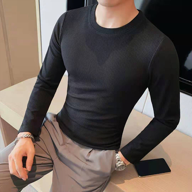 Trendy Round Neck Slim Fit Long Sleeve Casual Top