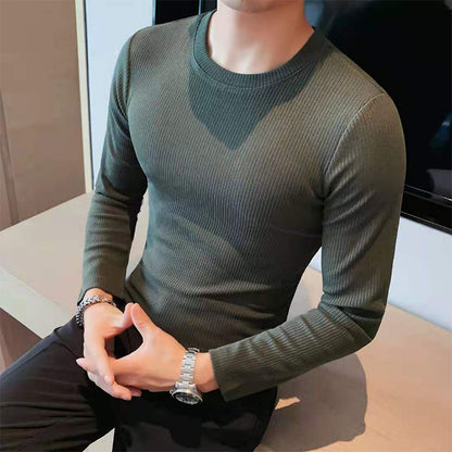 Trendy Round Neck Slim Fit Long Sleeve Casual Top