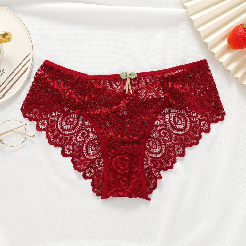 High-End Lace Water Drop Sexy Mid-Waist Women's Thong