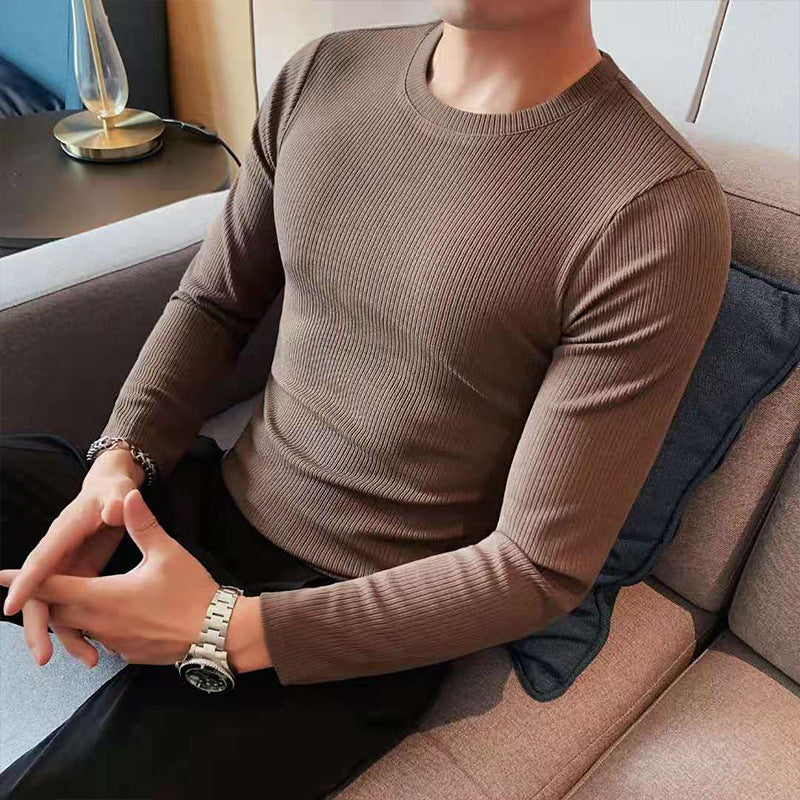 Trendy Round Neck Slim Fit Long Sleeve Casual Top